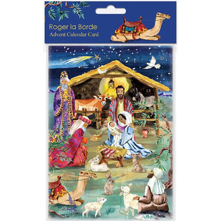 Nativity Advent Calendar Card, 24 Door Christmas Greetings Card