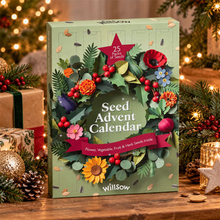 Seed Christmas Advent Calendar, 25 Flower Vegetable Fruit & Herb Seed Packets