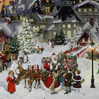 Christmas Village Arch Advent Calendar with Santa Scene, 42cm Hanging Calendar