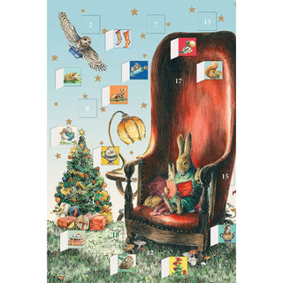 Storytime Christmas Advent Calendar Greetings Card, Rabbit Woodland Design