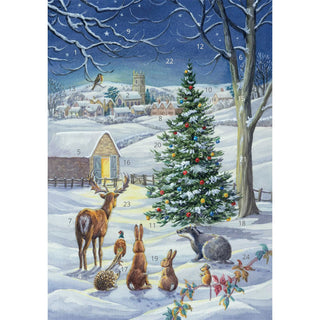 Snowy Landscape Christmas Advent Calendar Greetings Card, A5 with 24 Doors