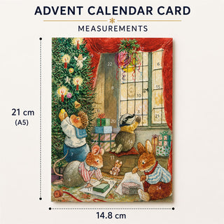 Wrapping Presents Christmas Advent Calendar Greetings Card, A5 Traditional Style