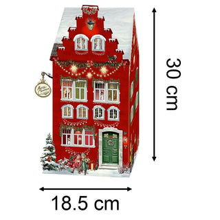 3D LED Christmas House Advent Calendar with Light - Up Windows - 18.5x30cm