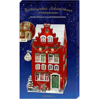 3D LED Christmas House Advent Calendar with Light - Up Windows - 18.5x30cm