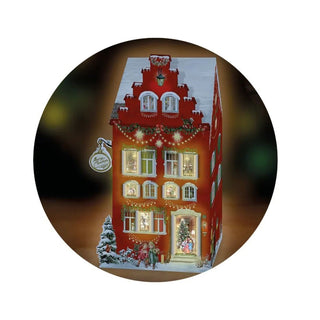 3D LED Christmas House Advent Calendar with Light - Up Windows - 18.5x30cm