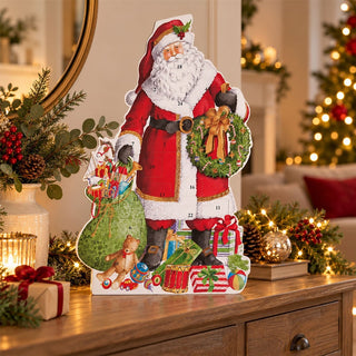 3D Santa Claus Christmas Advent Calendar, 45.5cm Freestanding Illustrated