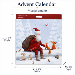 Santa and Foxes Traditional Picture Christmas Advent Calendar, 21.3cm 24 Door