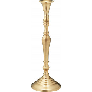 Antique Gold Metal Candlestick Holder, 29cm Vintage Brass Effect Taper Candle