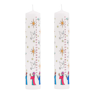 Pack of Traditional Countdown To Christmas Pillar Advent Candles Three Wise Men