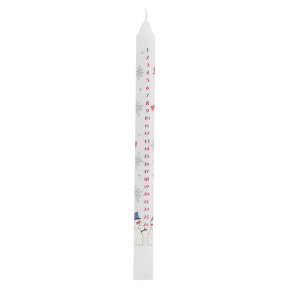 Traditional Countdown To Christmas Advent Dinner Candle - Snowman And Snowflake Design (Regular Size)