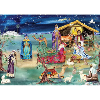 Nativity Advent Calendar Card, 24 Door Christmas Greetings Card