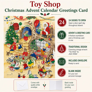Toy Shop Christmas Advent Calendar Greetings Card, A5 Woodland Animal Design