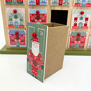 Gisela Graham Reusable Wooden Advent Calendar, 24 Drawer Alpine Christmas House