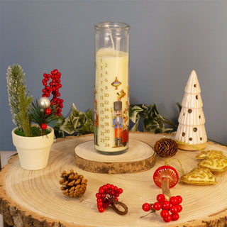 Santa's Workshop Christmas Advent Candle | Pillar Candle in Glass Jar - 21cm