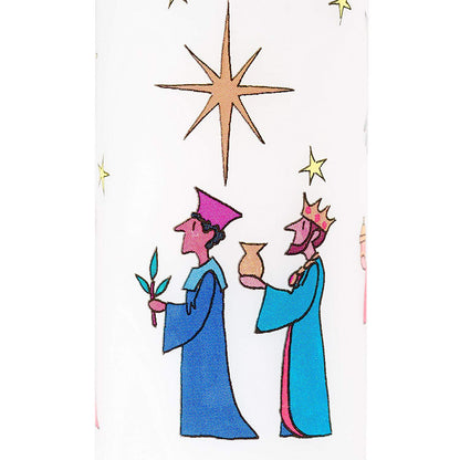 Pack of Traditional Countdown To Christmas Pillar Advent Candles Three Wise Men