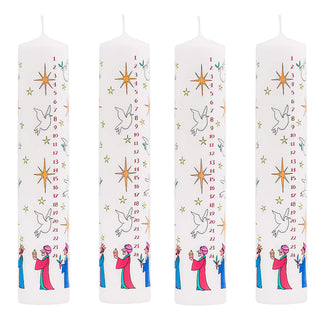 Pack of Traditional Countdown To Christmas Pillar Advent Candles Three Wise Men