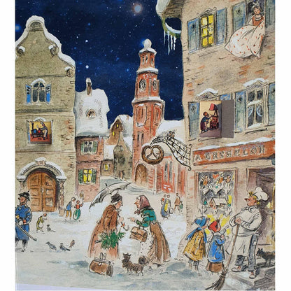 Winter on the Market Place | Freestanding Traditional Christmas Advent Calendar