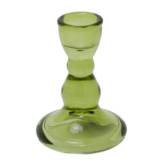 Green Glass Candlestick Holder, 9cm Dinner Candle Holder Glass Candle Stand