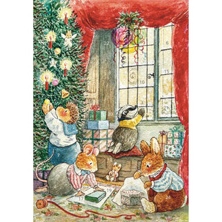 Wrapping Presents Christmas Advent Calendar Greetings Card, A5 Traditional Style