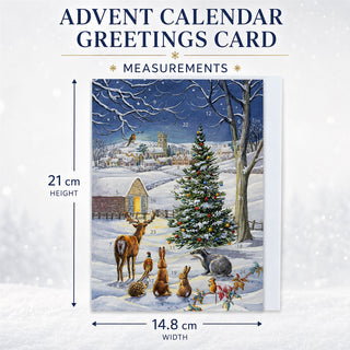 Snowy Landscape Christmas Advent Calendar Greetings Card, A5 with 24 Doors