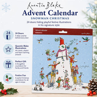 Quentin Blake Snowman Christmas Picture Advent Calendar, 21.3cm 24 Door