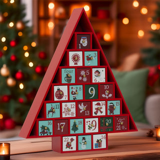 Red Wooden Christmas Tree Advent Calendar | Fill Your Own Advent Calendar