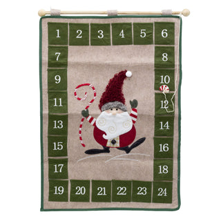 Fabric Santa Christmas Advent Calendar | 24-Pocket Hanging Calendar for Kids