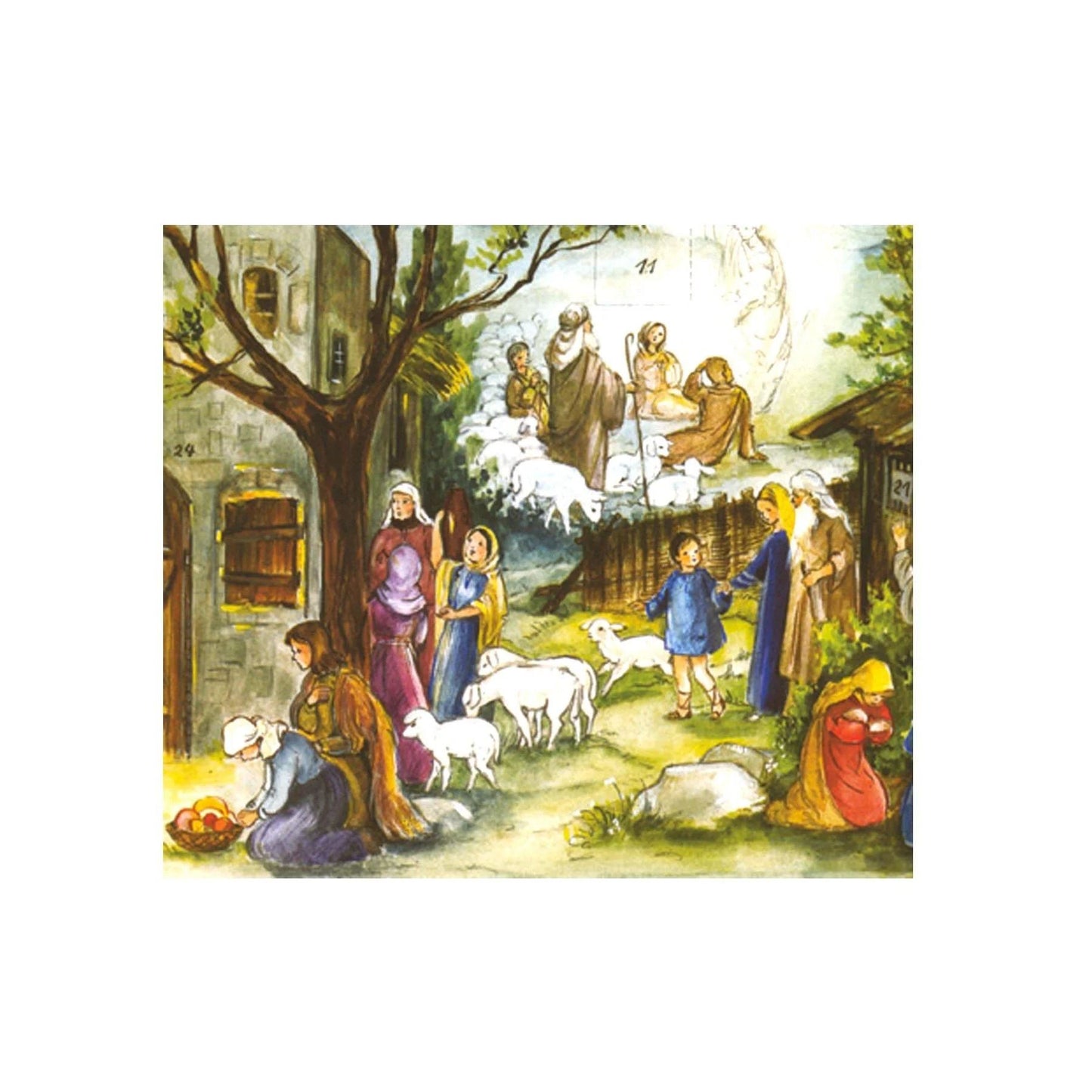 In the Holy Land Scene Freestanding Traditional Christmas Paper Advent Calendar