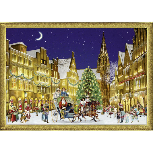 Deluxe Traditional Card Advent Calendar A4 - German Town at Christmas