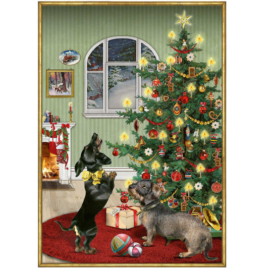 Traditional Christmas Advent Calendar | Dachshund Sausage Dog Advent Calendar | Christmas Puppy Picture Advent Calendar