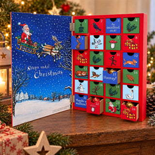Stick Man Wooden Fill Your Own Advent Calendar with Drawers, Christmas Countdown