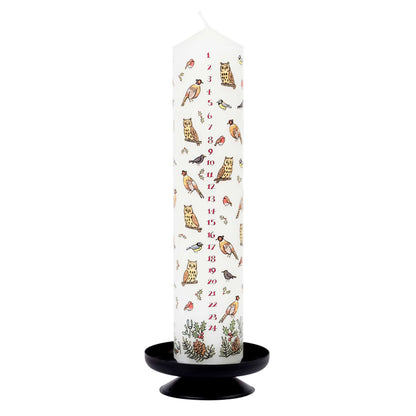 Traditional Countdown To Christmas Advent Candle | Winter Birds Pillar Candle | Christmas Candle Advent Candles