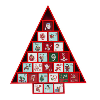 Red Wooden Christmas Tree Advent Calendar | Fill Your Own Advent Calendar