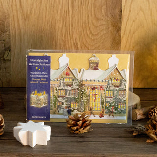 Deluxe Mini Advent Calendar Christmas Card - Nostalgic House Tealight Lantern - Manor House