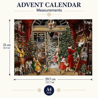 Illustrated Christmas Shop Advent Calendar A4, Traditional Picture Calendar