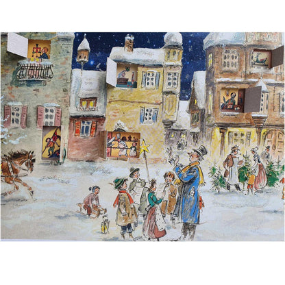 Winter on the Market Place | Freestanding Traditional Christmas Advent Calendar