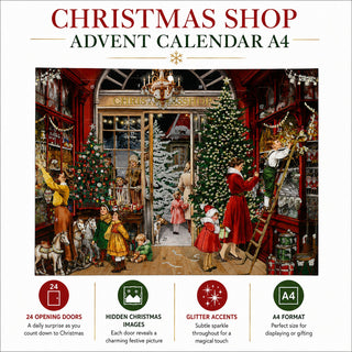 Illustrated Christmas Shop Advent Calendar A4, Traditional Picture Calendar