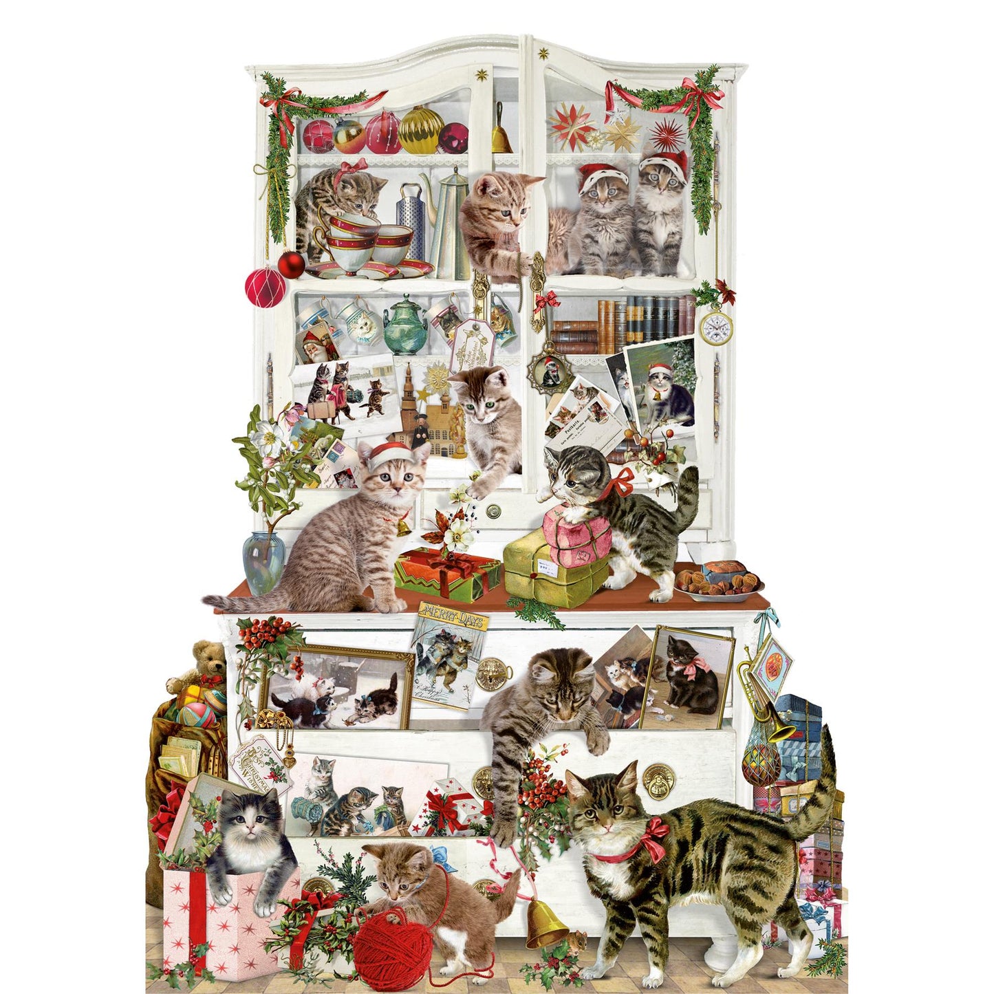Deluxe Traditional Card Advent Calendar - Mischievous Christmas Cats