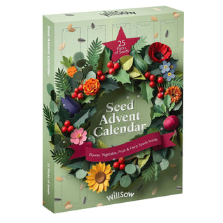 Seed Christmas Advent Calendar, 25 Flower Vegetable Fruit & Herb Seed Packets