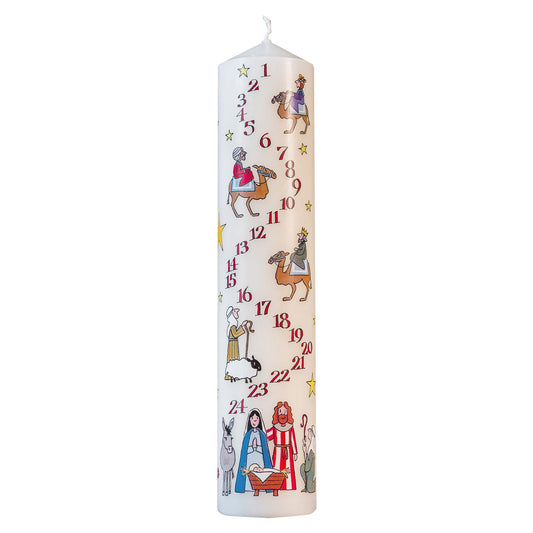 Christmas Advent Pillar Candle | Advent Christmas Candle - Christmas Nativity
