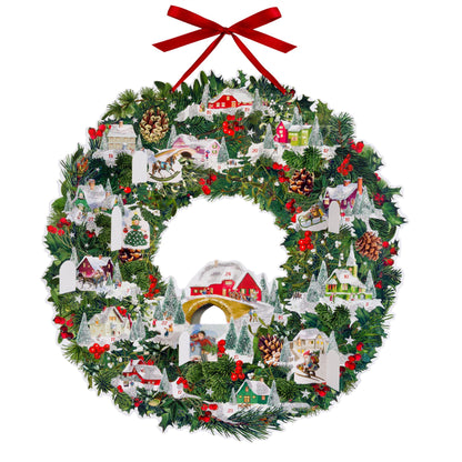 Deluxe Traditional Christmas Advent Calendar | Festive Wreath Advent Calendar | House Picture Advent Calendar