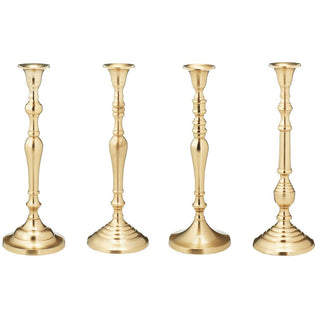 Antique Gold Metal Candlestick Holder, 29cm Vintage Brass Effect Taper Candle