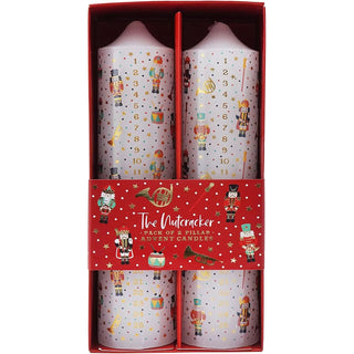 Set of 2 The Nutcracker Christmas Advent Candles | Christmas Pillar Candles