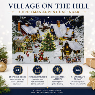 Village on the Hill Christmas Advent Calendar, A4 Traditional Picture Calendar