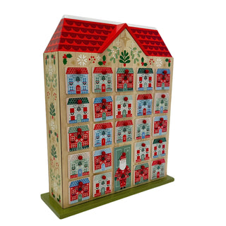 Gisela Graham Reusable Wooden Advent Calendar, 24 Drawer Alpine Christmas House