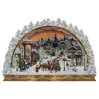Christmas Village Arch Advent Calendar with Santa Scene, 42cm Hanging Calendar