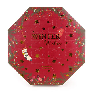 Tealight Candle Christmas Advent Calendar, 24 Tealights with Glass Holder