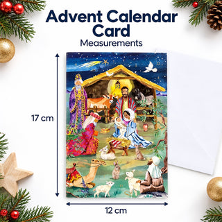 Nativity Advent Calendar Card, 24 Door Christmas Greetings Card