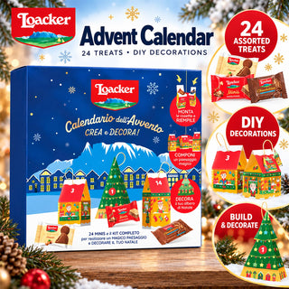 Loacker Advent Calendar with DIY Christmas Decorations, 24 Treats & Village