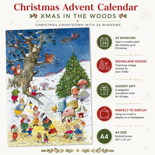 Christmas in the Woods A4 Advent Calendar, Vintage Picture Advent Calendar